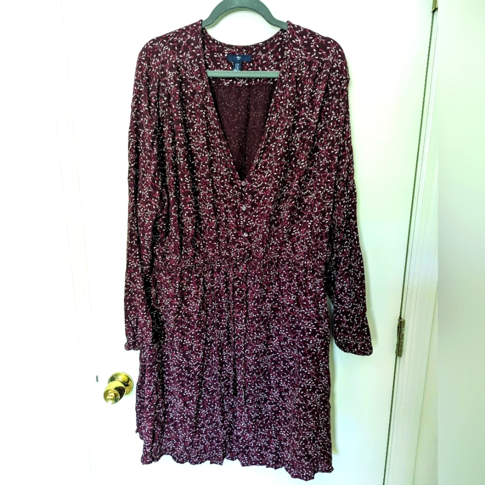 Gap Burgundy Floral Mini Dress